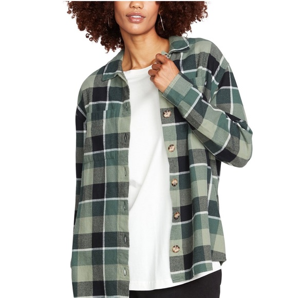 Volcom Oversize Me Cotton Plaid Shirt - M - Picture 2 of 7